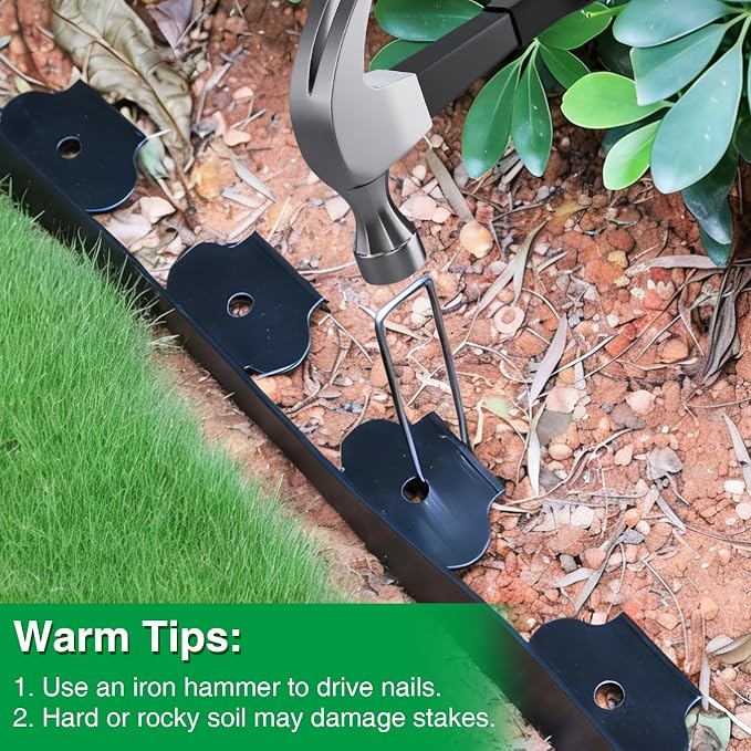 Bonviee 200FT Landscape Edging Kit, 1.5” No-Dig Garden Edging Border with 300 Stainless Steel Stakes, 3 x 67FT Flexible Lawn Edging for Flower Beds, Yard, Tree Rings & Landscaping