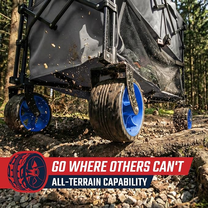 Sekey 500LBS Heavy Duty Double Decker Wagon with Extender, 400L Large Capacity Collapsible Garden Cart Fits 10x10 Canopy, All-Terrain Big Wheels with Brakes, Foldable Utility Wagon for Sports, Camping