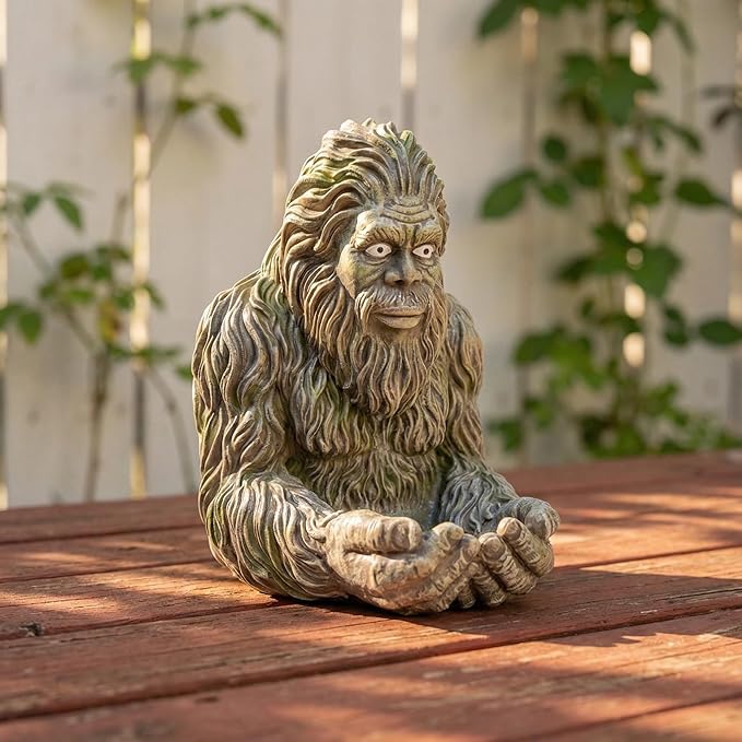 Bigfoot Bird Feeder Satue: 6" Green Garden Yard Art Decoration Sculpture for Hummingbird Squirrel - Handcraft Outdoors Hanging Feeder Decor Gifts for Mom Gardening Bird Lover's
