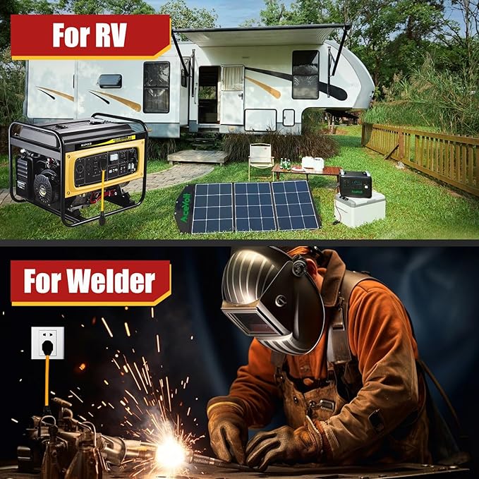 PLIS NEMA 14-30P to 6-50R Welder Adapter Cord, 30 Amp 4 Prong Dryer Male Plug to 50 Amp Welder Female Connector, for Welding Machine EV Charger, STW 10 AWG ETL Listed