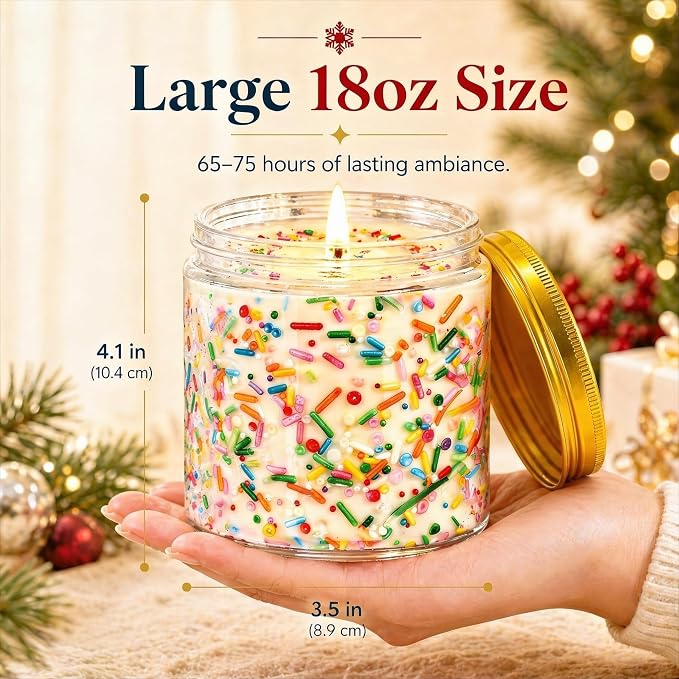 Viyffo Large 18oz Scented Candle – Vanilla & Pumpkin Spice, Holiday Non Toxic Soy Candle, 65H Long Lasting, Festive Colorful Jar, Luxury Home Fragrance, Elegant Room Decor & Family Gatherings Gift