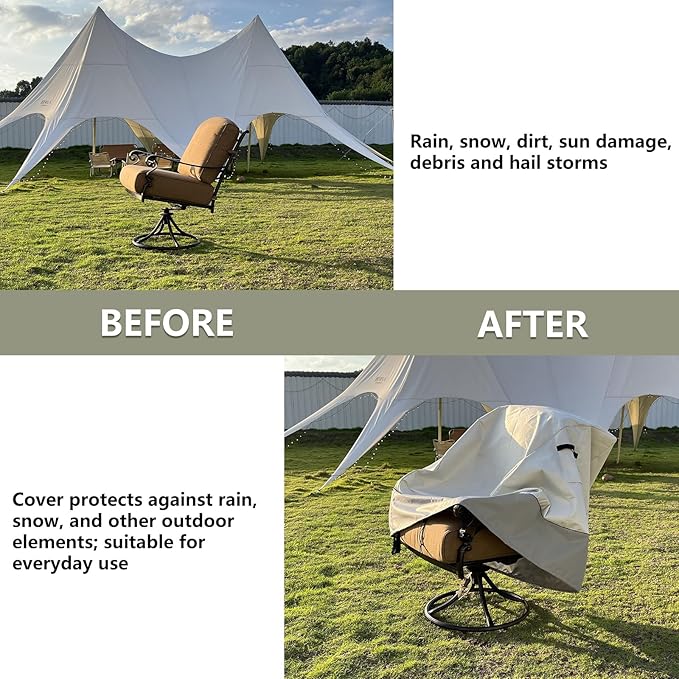 Outdoor Swivel Rocker Chair Covers 2 Pack,35 W x 37 D x 36 H inches,100% Waterproof Heavy Duty Outdoor Chair Covers,Patio Furniture Cover for Swivel Patio Chair,Beige&Grayish Green