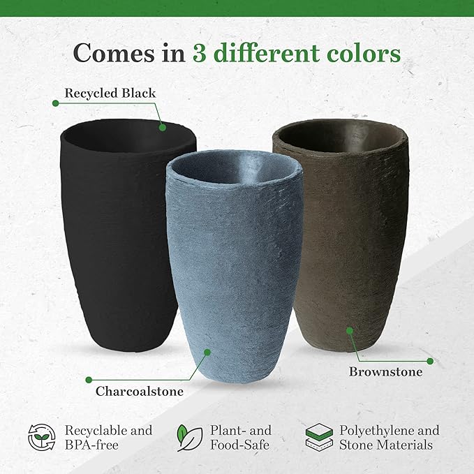 Algreen Products 87313 Athena Self-Watering Planter, Large, 17.5" DIA x 28.5" H, Brownstone