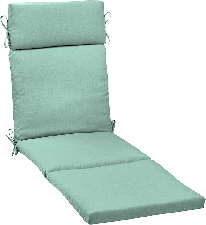 Arden Outdoor Chaise Cushion, 21 in x 72 in, Weather-Proof, Rain-Proof, Fade Resistant Patio Cushion for Chaise Lounger Aqua Leala