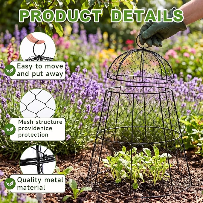 Sadnyy 12 Pack Garden Chicken Wire Cloche, 13" W X 15.7" H Plant Protectors and Covers, Wire Garden Cloches from Animals Metal Cage Plant Protection Strong and Not Easy to Deform