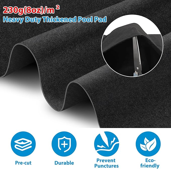 Thickened Pool Liner Pad for Above Ground Pool, 20’x 12’ Rectangle Under Pool Mat Padding, Pool Ground Pad Mat Under Pool for Pool Bottom, Prevent Punctures, Extend Liner Life
