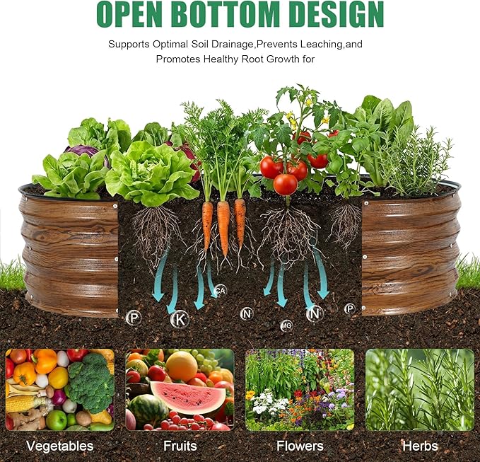 STBoo Galvanized Raised Garden Bed Outdoor, 2Pcs 4x2x1ft Oval Planter Box with Rubber Strip,Metal Raised Bed Kit for Vegetables Flowers Herbs, Grain