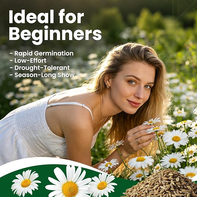 2300+ German Chamomile Seed Pack, Non GMO Heirloom Seeds for Planting, Herb Seed to Plant, Easy to Grow, High Germination, for Home Garden Indoor Outdoor