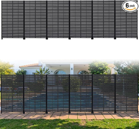 Privacy Screen Outdoor 60" Hx35 W Freestanding Privacy Panel with Stand, HDPE Decorative Privacy Fence with Sandblasting Louver Pattern, Patio Divider Screen, Privacy Screens for Outside