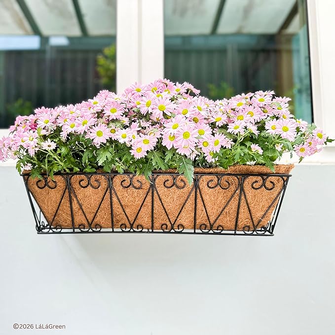 LaLaGreen 24" (4 Pack, Rectangular) Coco Liners for Planter – Large Coir Husk Replacement for Window Box, Wall Mount Pot, Trough Basket, Garden Outdoor Use – Multi Sizes 16/30 Inch & Different Shapes