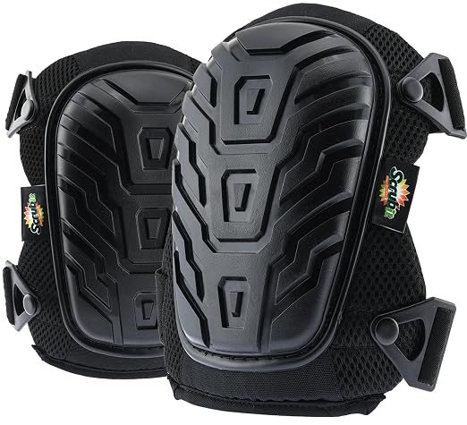 Knee Pads for Work - Universal Fit for Men and Women - Professional Poly-Shield Knee Pads With Gel-Padded Cushion - Construction Knee Protector With Adjustable Buckle Closure & Non-Slip Straps