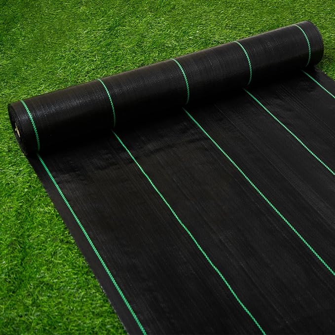 EXTRAEASY Garden Weed Barrier Landscape Fabric,Weed Block Fabric Heavy Duty 3.2OZ,Woven Mulch for Landscaping Ground Cover Weed Control Fabric, Black Garden Bed Liner (4ft x 250ft)