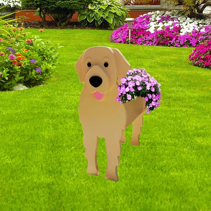 Golden Retriever Dog Planter Plant Pots,Cute Large Dog Flower Pots,Unique Plant Pots for Pet Lover Gift,Office,Indoor/Outdoor Garden Decor(9.84 * 8.66 * 17in)