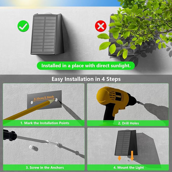 12Pack Solar Wall Lights Outdoor Waterproof Up and Down 2 LED Fence Sconce for House, Patio, Porch, Yard, Garden, Garage and Pool for Security and Decorative Lighting, Wall Mounted Install(Warm White)