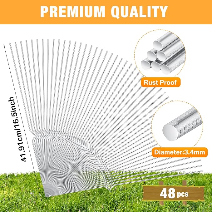 Tatuo 48 Pcs Yard Sign Stakes Heavy Duty 16.5'' Wire Yard Stakes Alternative to H Frame Metal Reusable Sign Holder for Spring Summer Lawn Corrugated Plastic