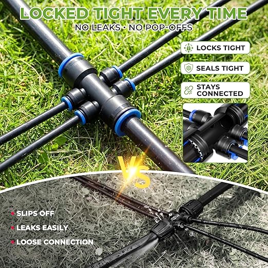 HIRALIY 200FT Garden Watering System, Drip Irrigation Kits for Plants, New Quick Connector, Blank Distribution Tubing, Saving Water Automatic Irrigation Equipment for Patio Lawn