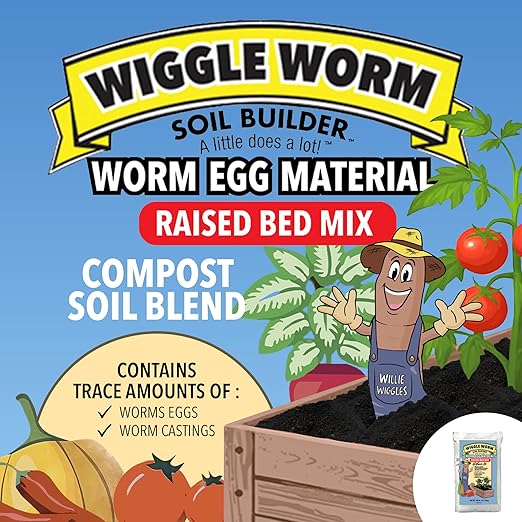 Wiggle Worm Combo Package – 8oz Organic Pure Worm Casting Tea Fertilizer Concentrate and 40lbs Worm Egg Material Raised Bed Mix Plus for Planting and Fertilization of Indoor and Outdoor Plants