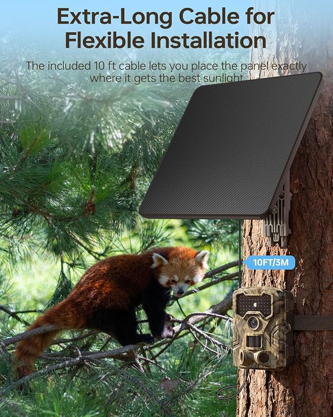 Trail Camera Solar Panel, KJK 6W Solar Battery Charger 12V/1.5A with 10000mAh Built-in Battery, IP67 Waterproof for Cellular & Wireless Hunting Cameras