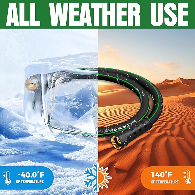 Short Garden Hose 3 feet, NON-EXPANDABLE Flexible Water Hose, Kink Resistant Lightweight Hybrid Hose, Leakproof Hose Male to Female Fittings