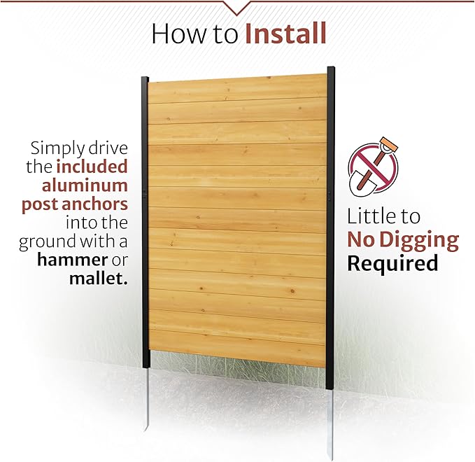 5ft H x 3.2ft W (1 Panel) No Dig Enclo Fairmont Cedar Wood Privacy Screen, Great to Hide Trash Cans, Decorative Patio Screen, Outdoor Privacy Fence Panel, Air Conditioner Barrier, EC18043