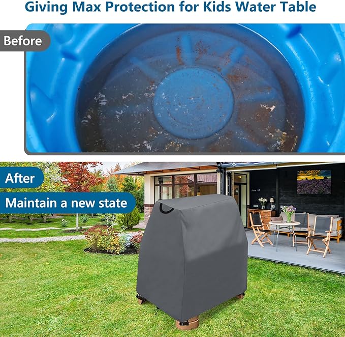 AKEfit Kids Water Table Cover Fits Rain Showers Splash Pond Water Table for Toddlers, Waterproof Dustproof Outdoor Toys Cover, Grey