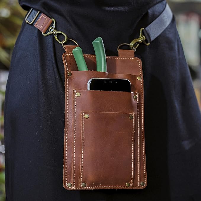 Leather Florist Tool Belt Bag Garden Farmer Pouch Organizer - Hand Tools Holder Utility Kit