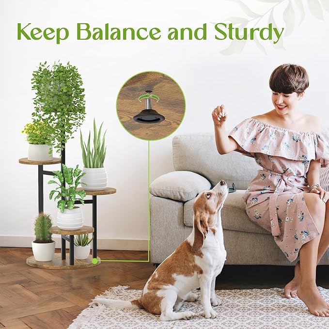 Oppro Plant Stand Indoor Outdoor Set of 2, Tierd Corner Plant Stands Holder, Iron Flower Shelf Display Rack for Window Balcony Garden Patio