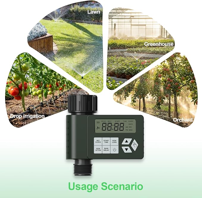 Hose Faucet Water Timer for Outdoor Garden, Ortis Programmable Sprinkler Timer with Rain Delay/Manual/Automatic Mode, IP67 Leak-Proof Design for Lawn Yard, 1 Outlet