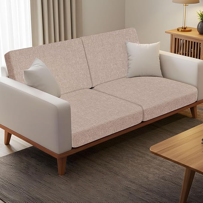 pickyNproud 4Pcs Patio Cushion Covers Stretch Outdoor Couch Cushions Slipcovers Replacement Washable Furniture Protector with Elastic Bottom Sofa Chair Seat Cover, Blush Khaki