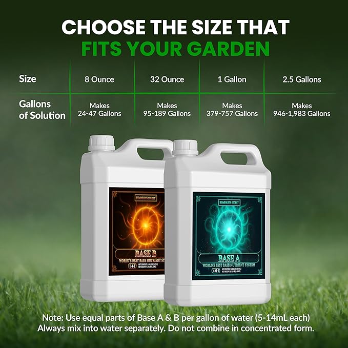 Humboldts Secret Base A & B Liquid Hydroponic Fertilizer | Complete Hydroponic Nutrients for Indoor and Outdoor Plants | Supports Healthy Vegetative Growth and Flowering Stage | 1 Gallon