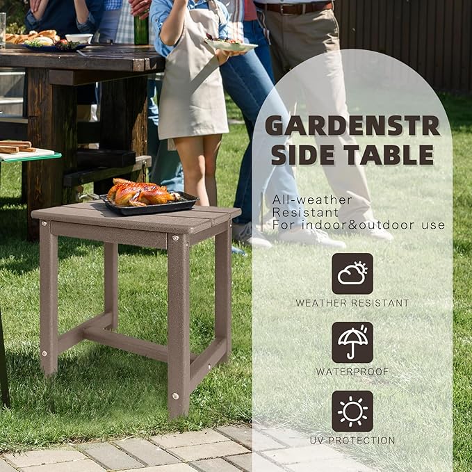 GARDENSTAR Adirondack Square Side Table,one-Tier Outdoor end Table, Patio Side Table for Pool,Porch,Backyard,Relaxing Companion (Teak)