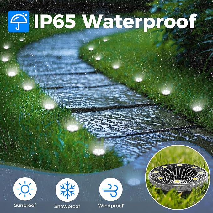Peasur Mini Solar Ground Lights, 4 Pack Flat Solar Disc Lights Outdoor Waterproof, 2.3 Inch Small Solar Garden Lights Landscape Lighting for Outside Pathway Garden Yard Lawn Walkway,Cool White
