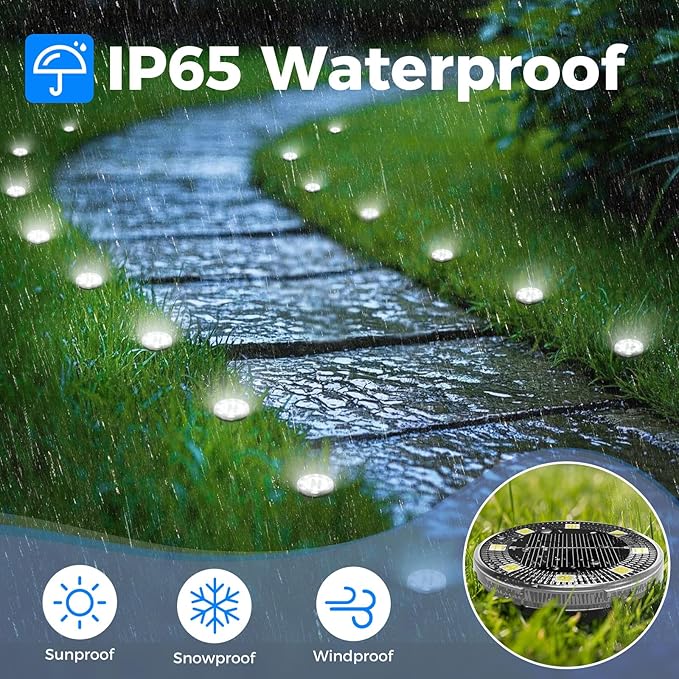 Peasur Mini Solar Ground Lights, 12 Pack Flat Solar Disc Lights Outdoor Waterproof, 2.3 Inch Small Solar Garden Lights Landscape Lighting for Outside Pathway Garden Yard Lawn Walkway,Cool White