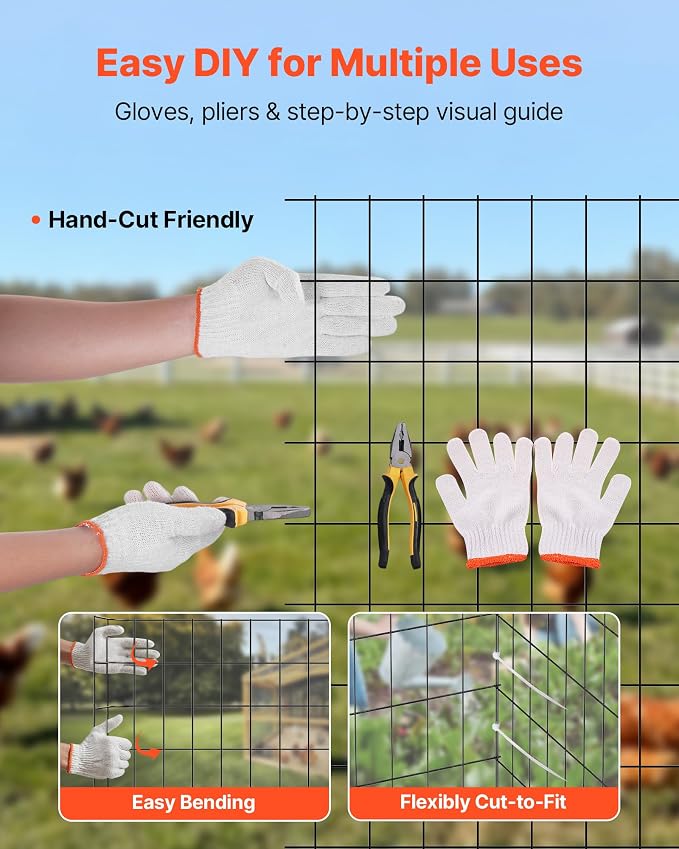 VEVOR Hardware Cloth 36 in x 25 ft, 2 x 3 in Mesh 16 Gauge Galvanized Wire Mesh Roll, Weather-Resistant Vinyl Coated Chicken Wire Fencing, Heavy Duty Welded Garden Plant Fencing for Rabbit Cage Snake