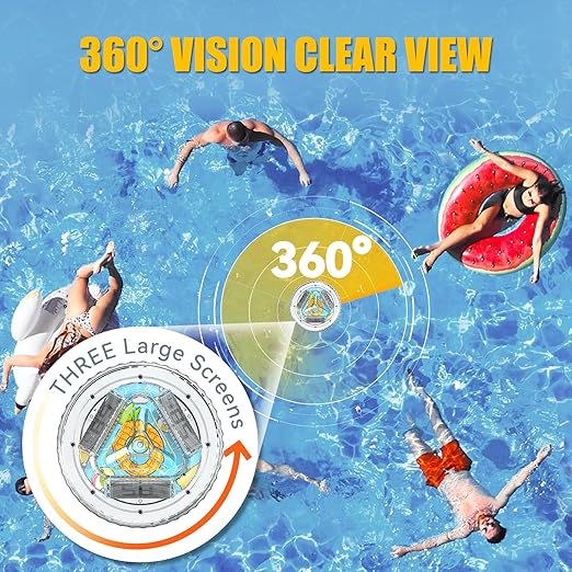 Pool Thermometer Digital Floating Easy Read, Anti-Fog 360° Reading with Indoor Temperature Humidity Monitor, IPX7 Water Temperature Monitor for Hot Tub/Ice Bath/Swimming Pool/SPA/Aquarium/Pond