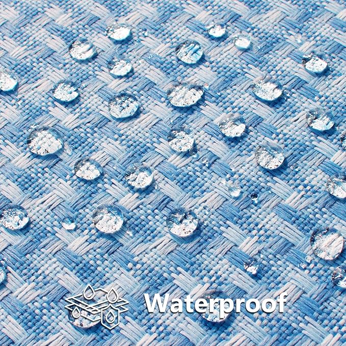 Kevin Textile Outdoor Waterproof Throw Pillow Covers Pack of 2 Weaving Texture Water Resistant Outside Decorative Cushion Covers for Garden Patio Tent Balcony Bench Couch Sofa 16x16 Inch, Light Blue