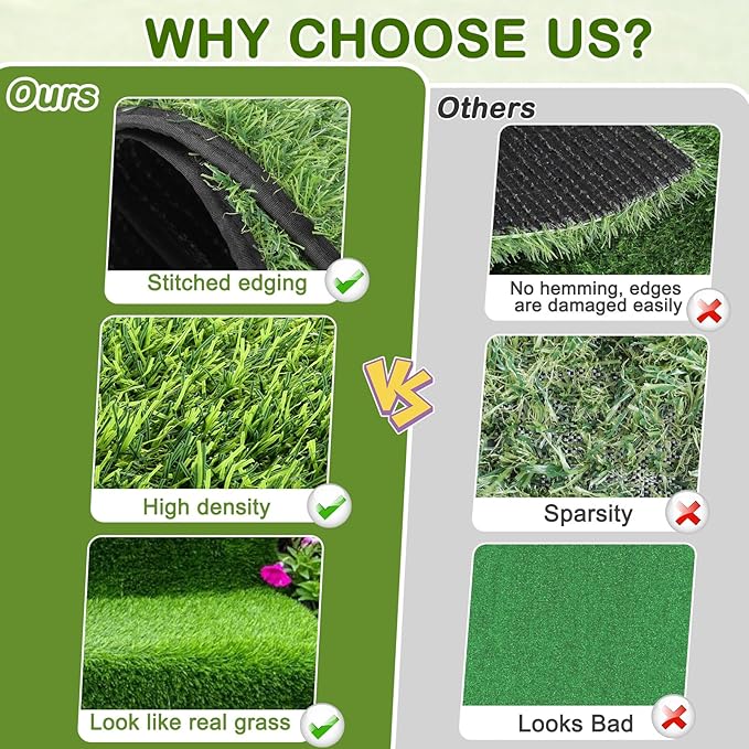 Artificial Grass for Dogs Potty, Reusable Pet Training Mat for Home and Travel, Washable Hemmed Edge Grass Pee Pad with Drainage Holes, Easy to Clean (31"x51")