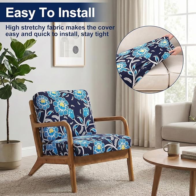 Smiry Waterproof Patio Cushion Covers, Stretch Outdoor Couch Slipcovers Replacement Washable Furniture Protector Sofa Chair Seat Cover for Dogs and Pets (14 Pcs, Midnight Blue)