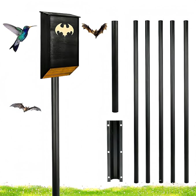 15 FT Telescoping Bird House Pole, Heavy Duty Bat House Mounting Pole | Adjustable outdoor mounting pole with ground socket for Purple Martin houses, birdhouses and bat houses in gardens and yards