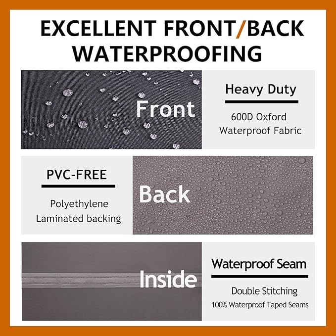 Heavy Duty Outdoor Sectional Sofa Cover, 90"X120" Waterproof 600D Patio Furniture Covers, Lawn Patio Couch Protector(Storm Grey, L-Shaped-Left Facing-90 x120)