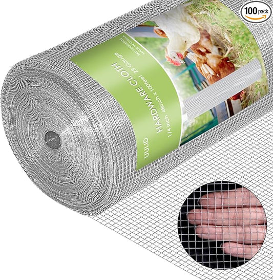 Hardware Cloth 1/4 Inch 48 x 100 ft 23 gauge Hot Dipped Galvanized After Welding Fence Wire Mesh Roll Hardware Mesh Chicken Rabbit Snake Cage Welding Fencing