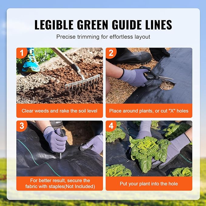 VEVOR 3FTx50FT Premium Heavy Duty Weed Barrier Landscape Fabric, 3.2OZ Woven Geotextile Fabric Under Gravel, High Permeability for Weed Blocker Weed Mat, Driveway Fabric, Weed Control Garden Cloth