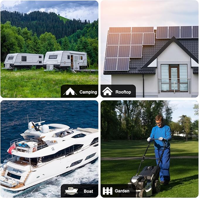 Solar Panel Kit 50W with 10A Charge Controller Monocrystalline Solar Panel Kit with Extension Cable for Car Roof RV Marine Rooftop Farm Battery and Other Off-Grid Applications