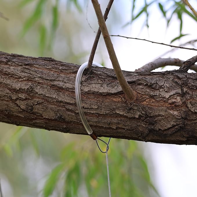 Songbird Essentials Hanging Cable Tree Limb Protector with S Hook - Steel Cable with Silicone Sleeve - Protects Tree Limbs from Heavy Bird Feeders and Decorations - 36 Inch Cable