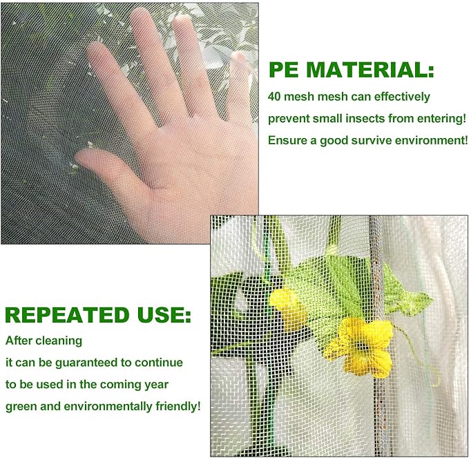 Bird Barrier Netting Mesh, Garden Netting with Zipper and Drawcord, 7.9 FT Long, 5.9 FT Wide, Plant Protection Net for Protect Plant Fruit Flower from Insect Bird