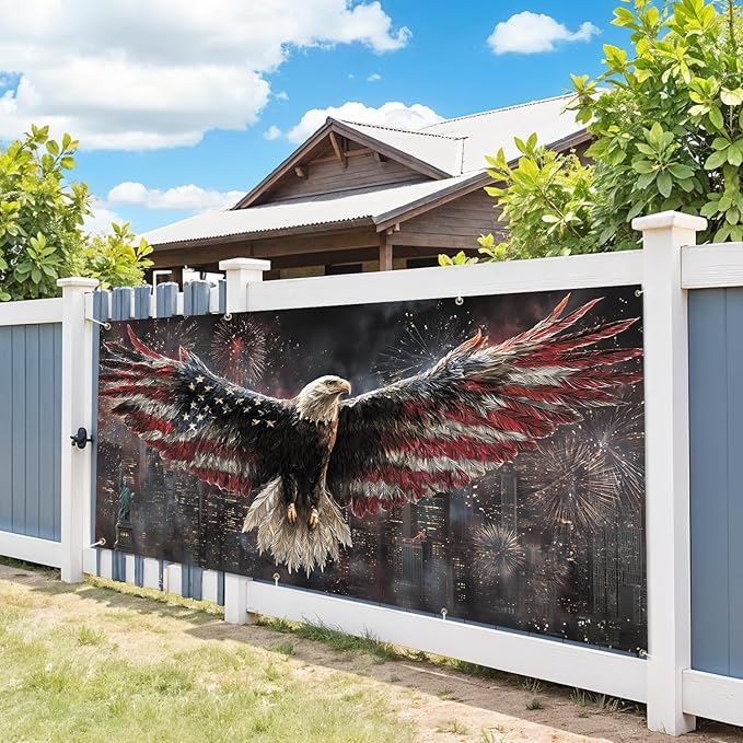 6 * 13FT Eagle flag Garage Door Cover Decorations Independence Day Garage Door Banner for Outdoor Indoor Patriot Party Photography Backdrop