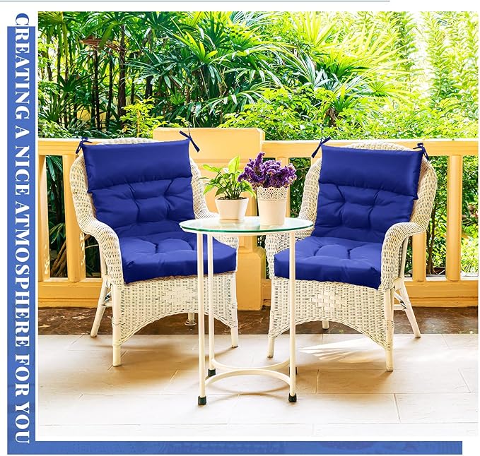 Sintuff 2 Pcs 44 x 21 x 4 Patio Chair Cushions Outdoor Chair Cushion Seat/Back Tufted Pillow with Ties Water Resistant Replacement Indoor Patio Furniture Outdoor Furniture (Solid Color,Navy)