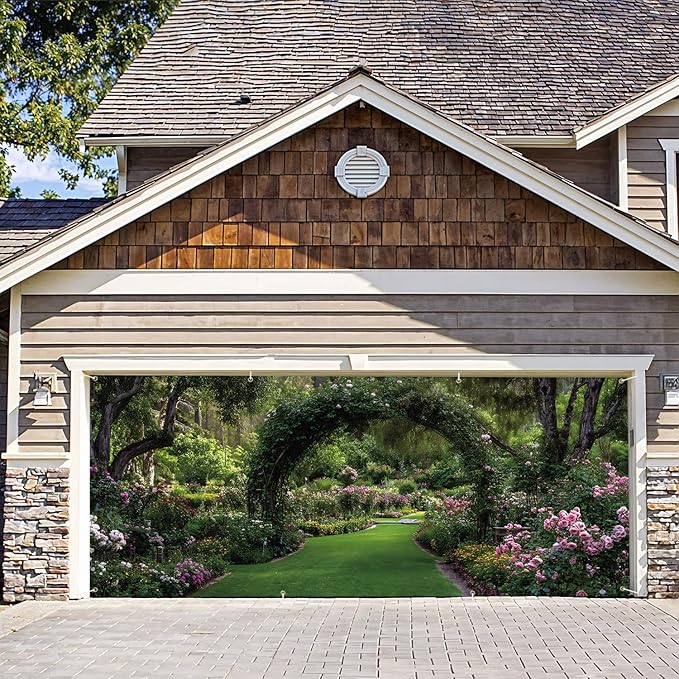 6 * 13FT Summer Garage Door Cover Decorations Sunset Palm Trees Garage Door Banner for Outdoor Indoor Summer Party Photography Backdrop