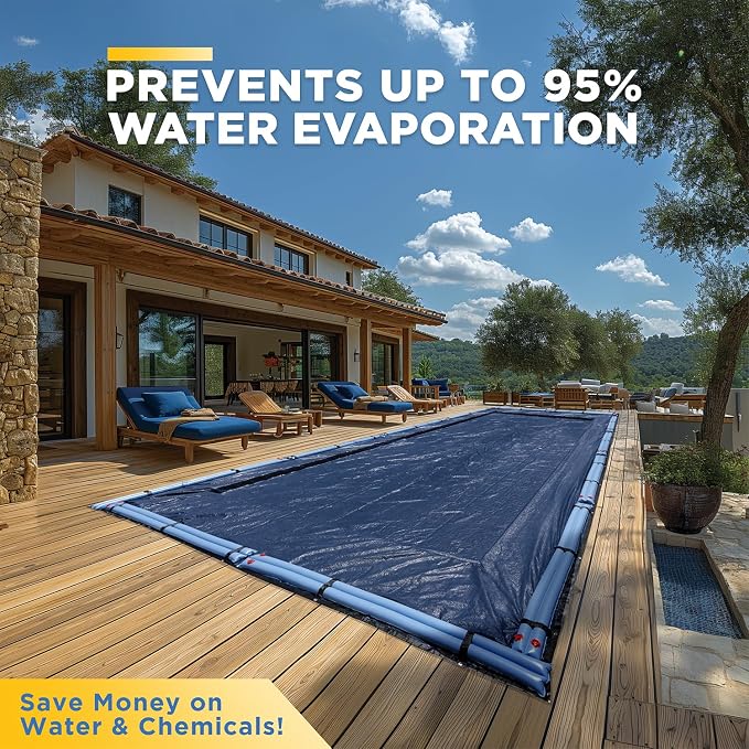 30-Ft x 50-Ft Pool Cover for Inground Pools - Rectangle Winter Pool Cover for Inground Pools, Extra Thick Material and Durable Design, Cold and UV-Resistance, Easy Installation, Navy Blue