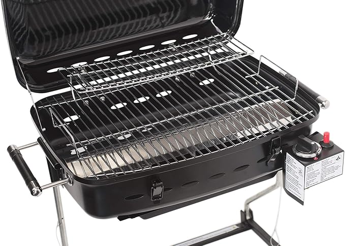 Flame King - YSNHT500 RV Or Trailer Mounted BBQ - Motorhome Gas Grill - 214 Sq Inch Cooking Surface - Adjustable Flame Controller, Black